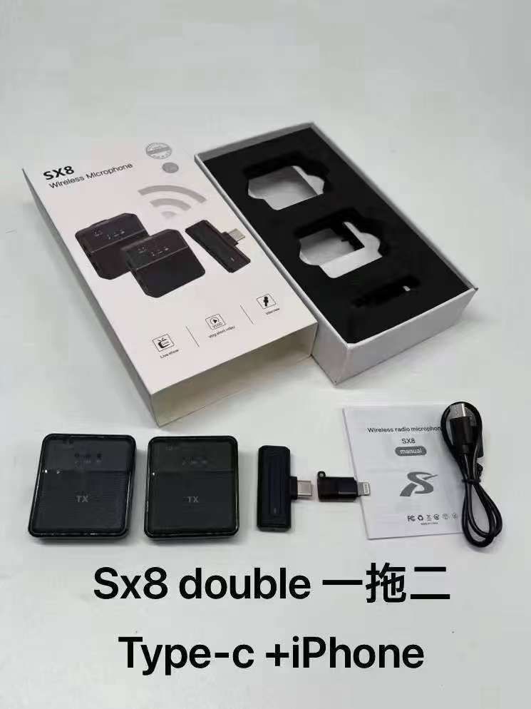 Sx8 Double Type-C + iPhone Wireless Microphone